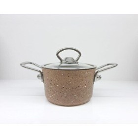 Resim OMS 3111 2 Parça Bio Granit Mini Tencere 16x8.5 CM Sütlü Kahverengi 