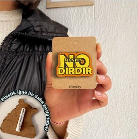 Resim choozy No Manita No Dırdır Baskılı Ahşap Rozet 