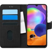 Resim Samsung Galaxy A31 Kılıf Fabric Book Wallet Siyah Microsonic