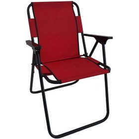 Resim Katlanır Kamp Piknik Plaj Sandalyesi Kırmızı Kırmızı 
