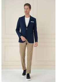 Resim Efor Slim Fit Torba Cep Esnek Spandex Karışımlı Düz Lacivert Blazer Ceket C 696 Lacivert 