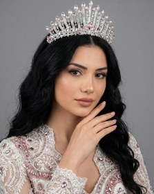 Resim Işıltılı Kına Gecesi Tacı - Kristal Taşlı Çift Renkli Model - Pembe 