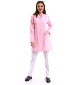 Resim Doktor Öğretmen Kadın Önlük Ara Boy Ceket Yaka - 12 Açık Pembe-6360-12 A.pembe 