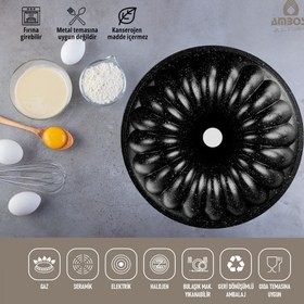 Resim Amboss Alya Döküm Kek Kalıbı Yanmaz Yapışmaz - Siyah 26 cm 
