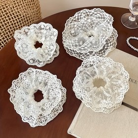 Resim 4 adet Beyaz Dantel Papatya Yaprak Kılıfı Saç Halkaları - Zarif Çiçek ve Yaprak Desenleri, Plaj Tatilleri, Kamp ve Tüm Mevsim Stil için Mükemmel, Çeşitli Saç Tipleri için Uygun, Saç Aksesuarları 