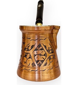 Resim Paşa İşlemeli 4 Kişilik Skoçlu Bakır Cezve 