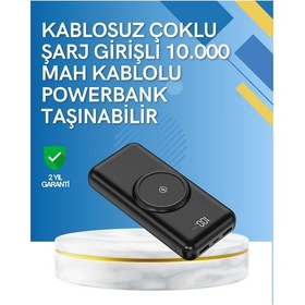 Resim Bfs Apple Uyumlu iPhone Ve Android 10000mah Powerbank Hem Kablolu Hem Kablosuz Çok Renkli 