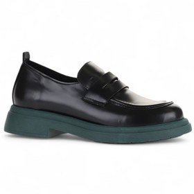 Resim Bueno Shoes Siyah Yeşil Açma Deri Kadın Loafer 01wz4000 