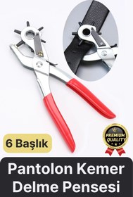 Resim Svein Çok Fonksiyonlu Paslanmaz Çelik Delik Açma Aleti 6 Başlıklı Kumaş Deri Pantolon Kemer Delme Pensesi 