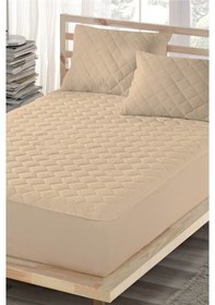 Resim Ely Parker Renkli Sıvı Geçirmez Lastikli Çift Kişilik Çarşaf Yastık Alezi (Toplam 3 Parça) %100 Pamuk Kapitoneli ELYCKAPFIT00 Kahverengi ÇK 