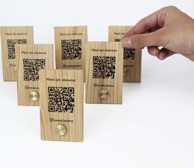 Resim Ahşap QR Kod Menü | Masaüstü Restoran, Kafe ve Oteller İçin Dijital Fiyat Standı - 100 