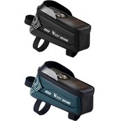 Resim Sones West Bıkıng Bisiklet Üst Tüp 2.2l Sert Kabuk Çanta 7.4 Inç Cep Telefonu Için Koyu Yeşil 