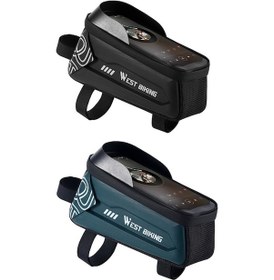 Resim Sones West Bıkıng Bisiklet Üst Tüp 2.2l Sert Kabuk Çanta 7.4 Inç Cep Telefonu Için Koyu Yeşil 