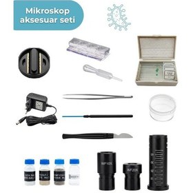 Resim Temel Led Işıklı Monoküler Mikroskop Seti 40x 640x Öğrenci Hobi Bilim Kiti 