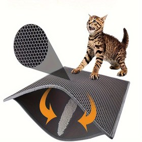 Resim 1 adet EVA Çift Katmanlı Mesh Kedi Kumu Matı, Sıçrama Önleyici Pet Kumu Kutusu Matı, Kedi Ayak Matı ve Anti-Partikül Tasarımıyla Kumu Tutucu Mat 