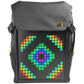 Resim Divoom Pixoo Backpack M Siyah LED Ekranlı APP Kontrollü Su Geçirmez Laptop Sırt Çantası-15-15.6" 