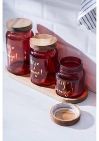 Resim Acar Pierre Akasya Kapaklı Kavanoz Seti Kırmızı 