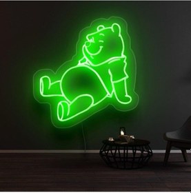 Resim Winnie The Pooh Figürlü Dekoratif Neon Tabela Yeşil 