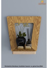 Resim Ahşap Dekoratif Duvar Rafı Mtsv-986 Açık Kahverengi 