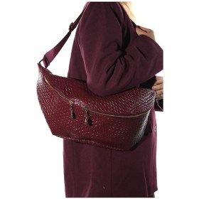 Resim Luvishoes Luvi Shoes Venta Bordo Örgü Kadın Büyük Bel Çantası Bordo 