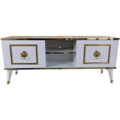 Resim Evimeaksesuar 140 Cm Cnc Kesim Eko Tv Sehpası & Ünitesi-Beyaza Gold 