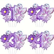 Resim 7 Parça Mor Kelebek Çiçek Temalı Balon Seti ve Doğum Günü Yıldönümü Kutlama İçin Mor Dijital Balon, Açık Hava Partisi Dekorasyonu ve Fotoğrafçılık Malzemeleri 