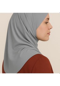 Resim Mim Eşarp Pileli Tesettür Hijab Hazır Eşarp Gri 