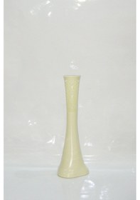 Resim 60 Cm Delikli İşlemeli Desenli Uzun Krem Köşe Vazosu 