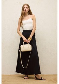 Resim Manuka Pamuklu Bağlamalı Kruvaze Etek Siyah 