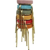 Resim Ekip Metal Tabure 6'lı Gold( Altın ) Dallas Kumaş Renkli 