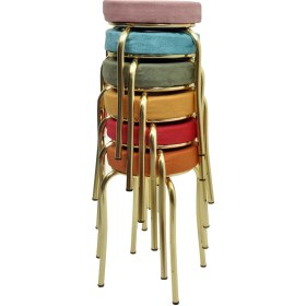 Resim Ekip Metal Tabure 6'lı Gold( Altın ) Dallas Kumaş Renkli 