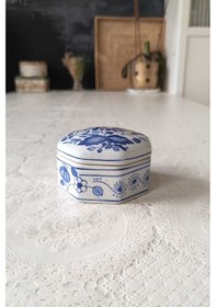 Resim Nurantik Soğan Desenli Vintage Bonboniyer Şekerlik/çerezlik 150 Ml Lacivert 