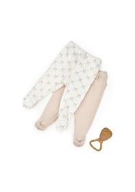 Resim Babycosy Organic Wear Bebek 2li Patikli Pantalon %100 Organik Pamuk , Bebek - Yenidoğan- Csy8141 Ekru 