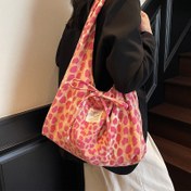 Resim 1 adet Kadın Büyük Kapasiteli Leopar Desenli Tote Çanta - Açık Üst Kolsuz Çanta, Sağlam Saplı, Kadınlar için Geniş İş Çantası, Günlük İş Gidiş Gelişi, Seyahat, Alışveriş - Kolay Temizlenebilir Elde Yıkama/Kuru Temizleme - Cesur Hayvan Desenli Tasarım, İş Seyahati Aksesuarı 