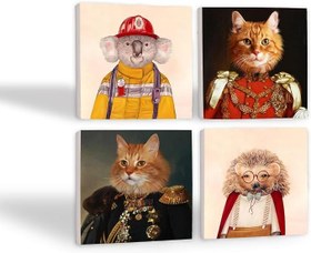 Resim Patili Ekselanslar, Kirpi, Koala Taş Bardak Altlığı Seti - 4 Parça - Dekoratif, Rustik Mutfak Aksesuarı, 10x10 cm, Kaydırmaz Tabanlı, Şık ve Dayanıklı SC278 