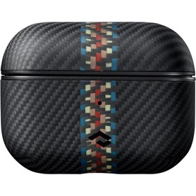 Resim Airpods Pro 2 Kılıf Magsafe Şarj Özellikli 600D Aramid Fiber Pitaka Orchestra Serisi Rhapsody Kılıf Siyah-Mavi 