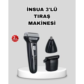 Resim Aylina Mey Ithalat® Insua 3’lü Tıraş Makinesi – 3 Farklı Kesim Başlığı, Güçlü Motor, 60 Dakika Kullanım 