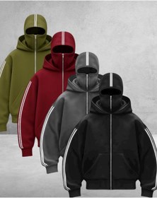 Resim DEEFWEAR Şerit Detay Balaclava Full Zip 