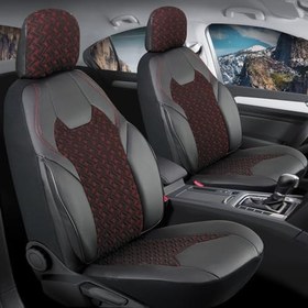 Resim Audi 90 Serisi ile Uyumlu Lüx Deri Detaylı Oto Koltuk Kılıfı Ön Arka Takım Lotus SİYAH KIRMIZI 