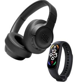 Resim Jbl Uyumlu Tune 700BT Kablosuz Kulaklık Siyah Renk ve Xiomi Uyumlu Mi Ban 7 Akılı Bileklik 