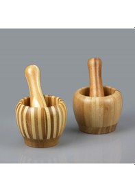 Resim Sarımsak Havanı Sarımsak Dövme Aparatı Bambu Hiyenik Havan 