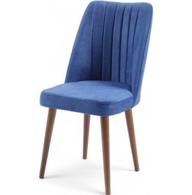 Resim Polo Sandalye - Jerika Saks Mavi - Ahşap Ceviz Ayak 