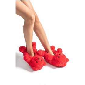 Resim Twigy Teddy Kadın Hayvanlı Panduf Kırmızı 36/41 AA0665 Kırmızı 