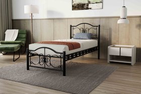 Resim Argimo Pero Tek Kişilik Ferforje Metal Karyola - 90x200 / Siyah 