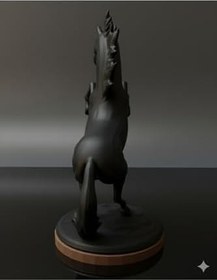Resim hivhestın Ateşli Rüzgar | Şahlanan At Heykeli - 21 cm Özel 3D Baskı Sanatı (PLA) Siyah 