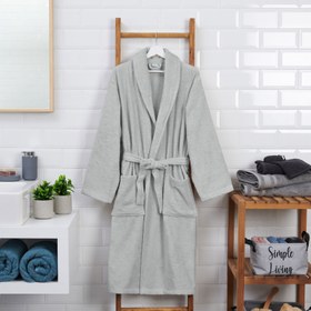 Resim Nuvomon Erkek Şal Yaka Bornoz - Gri - L / XL 