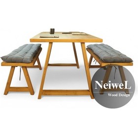 Resim Neiwel Dove Doğal Ahşap Banklı Toplantı Masasıı x 100 x 300 Açık Ceviz 