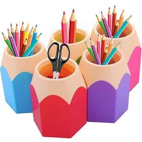 Resim Ganzhoushop Kırtasiye Masa Düzenleyici - Ofis Malzemeleri İçin 5 Renkli Kalem Ve Kalemlik Seti 