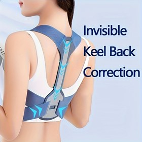 Resim 1 Adet Ayarlanabilir Yetişkinler için Duruş Düzeltici - Görünmez Omurga Kemeri ve Omuz Hizalama Kayışı, Nefes Alabilen Yumuşak Kumaş, Mavi, Ergonomik Tasarım, Günlük Kullanım, Ofis, Seyahat, Açık Hava Aktiviteleri İçin, Gizli Tasarım, Bel Desteği 
