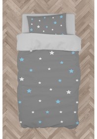 Resim Mekta Home Bebek Ve Çocuk Odası Mavi Ve Beyaz Yıldız Desenli Çerçeveli Nevresim Takımı 